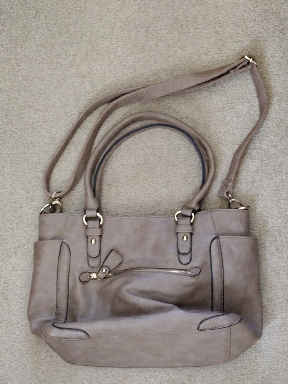 Vinyl Tote Shoulder Bag with Crossbody Strap